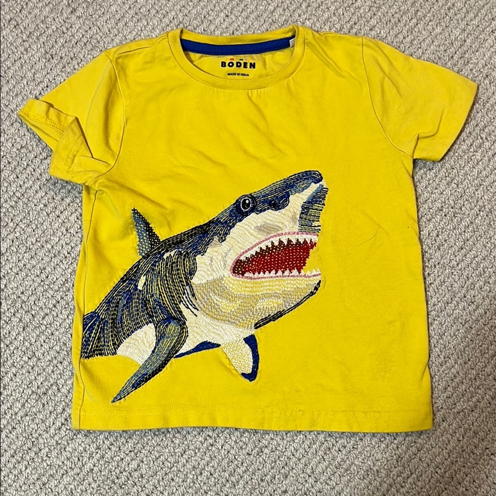 Boden Yellow and Blue Short Sleeve Tee (3-4)